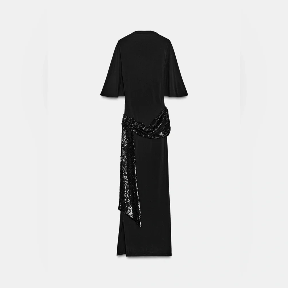 ZARA CUMMERBUND MIDI DRESS - Picture 14 of 17